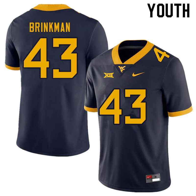 Youth #43 Austin Brinkman West Virginia Mountaineers College Football Jerseys Sale-Navy - Click Image to Close